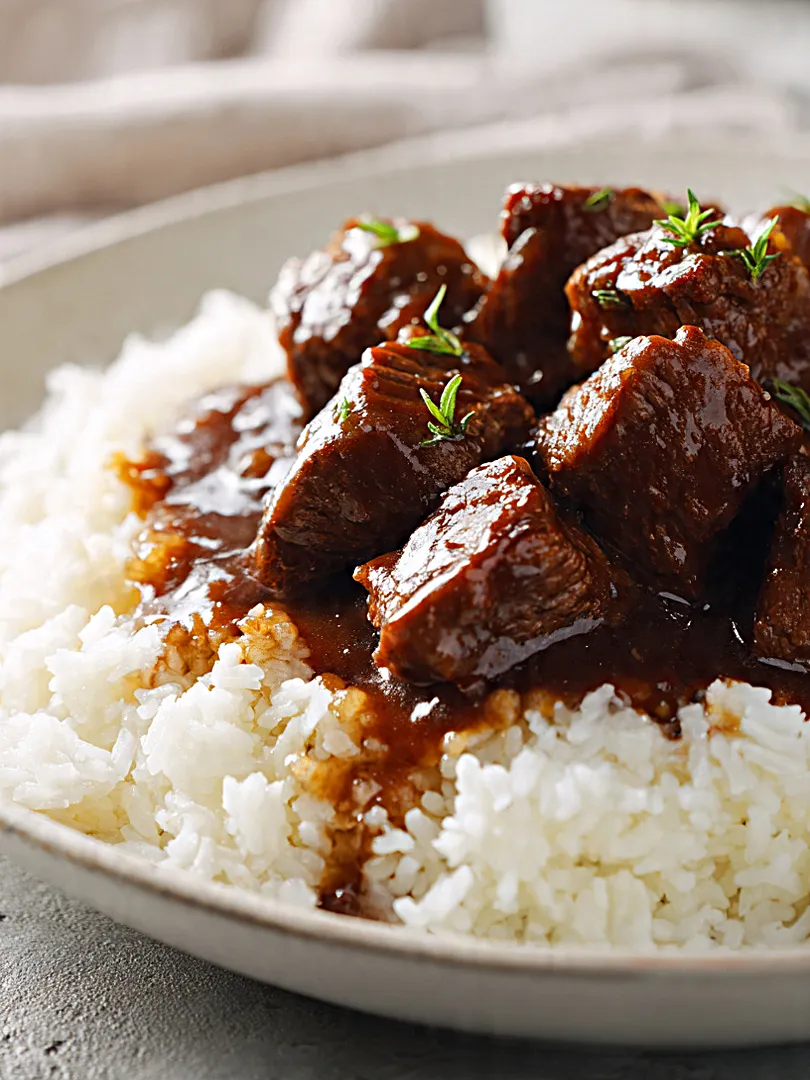 Beef Tips and Rice